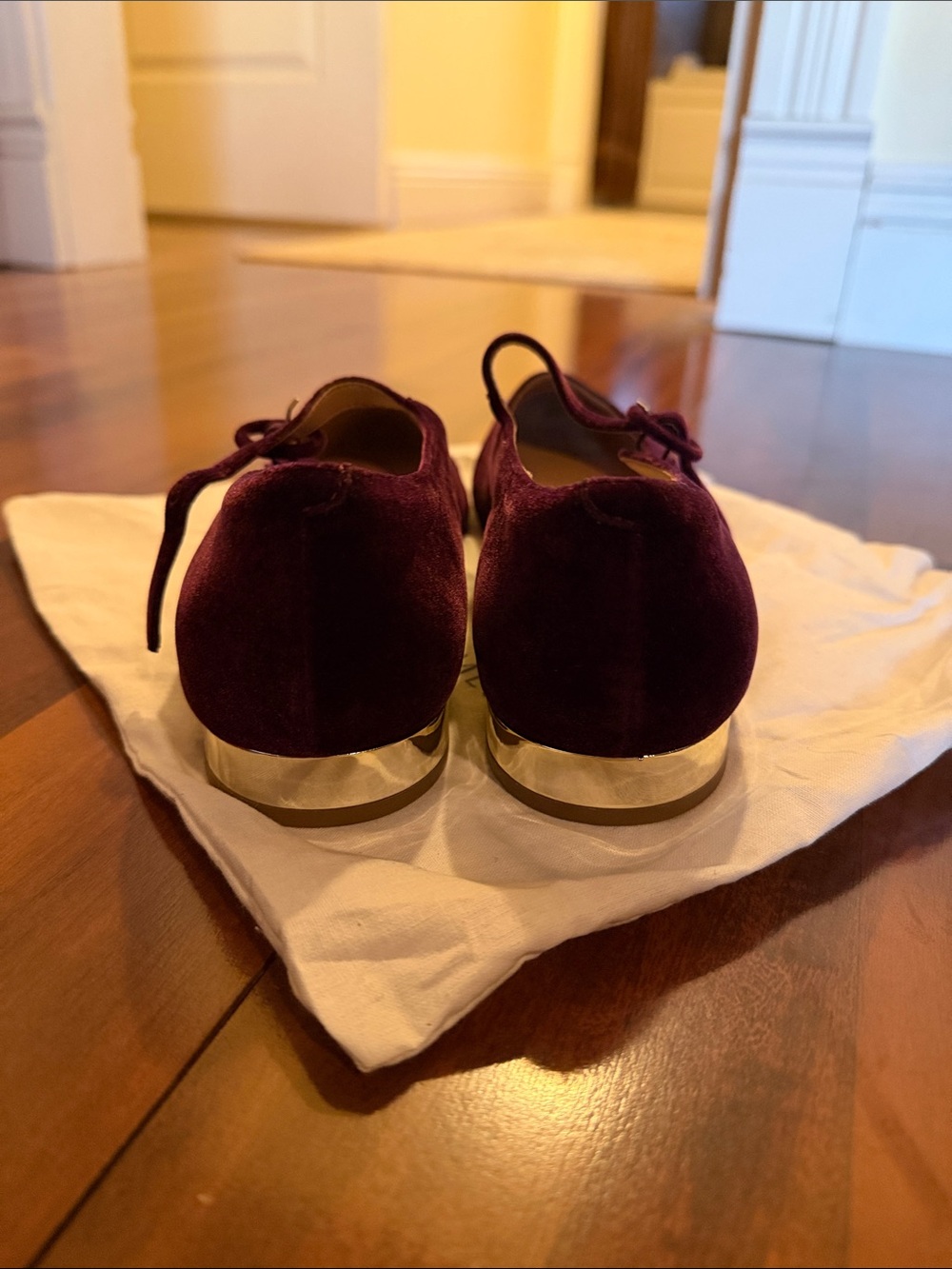 NWOT Draper James Women's Velvet Mary Jane Flats in Plum 8.5 - Picture 7 of 10